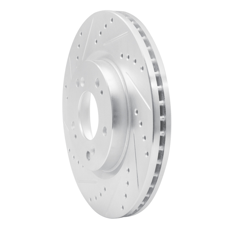 Mitsubishi Eclipse Brake Rotor (1) - Front Left - R1 Concepts - Drilled & Slotted - Silver - `04-`12